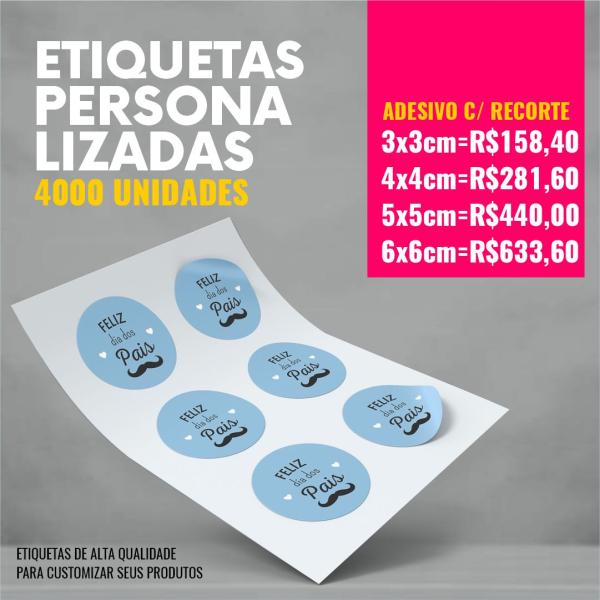 Etiqueta adesiva com recorte - 4000 unid