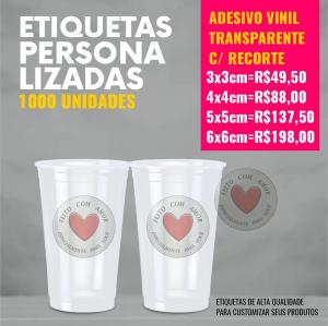 Etiqueta adesiva Transparente com recorte - 1000 unid Adesivo Vinil A4 4x0  Recorte 